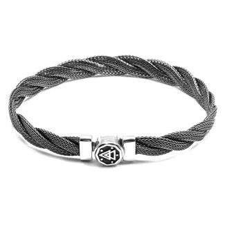 NOVE25 flat braid bracelet in burnished silver - N25BRA00382