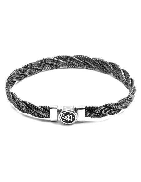 Bracciale NOVE25 treccia piatta in argento brunito -  N25BRA00382
