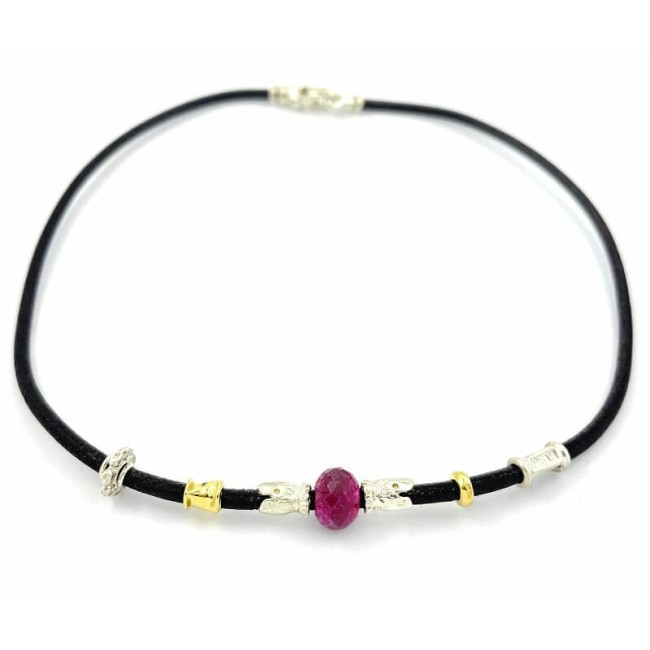 Misani Schmuck Accenti Halskette mit Gold, Silber und Rubin CB2173RU