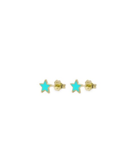 Rue Des Mille Earrings with turquoise enamel star OR023LOBTUAU