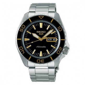 Seiko5 Sports SKX Series black and gold watch SRPK99K1