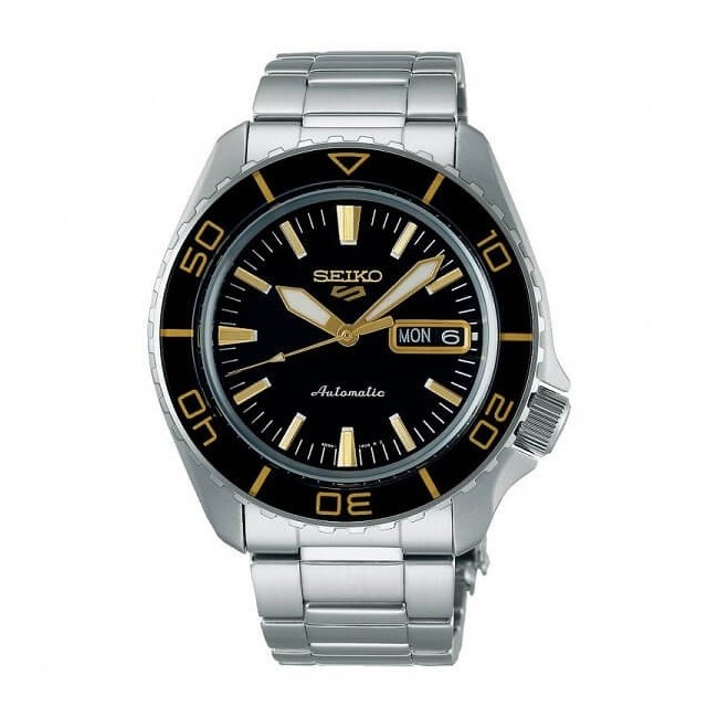 Seiko5 Sports SKX Series black and gold watch SRPK99K1