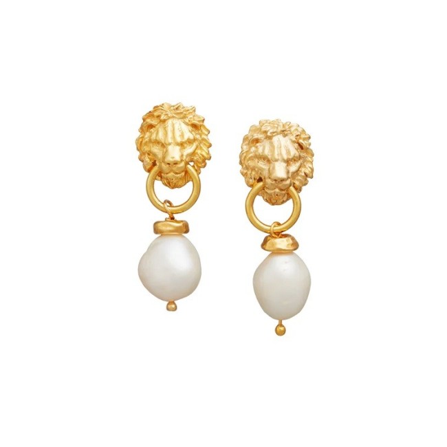 Giovanni Raspini Golden lion and pearl earrings - 12025