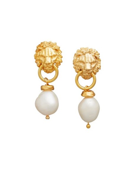 Giovanni Raspini Golden lion and pearl earrings - 12025