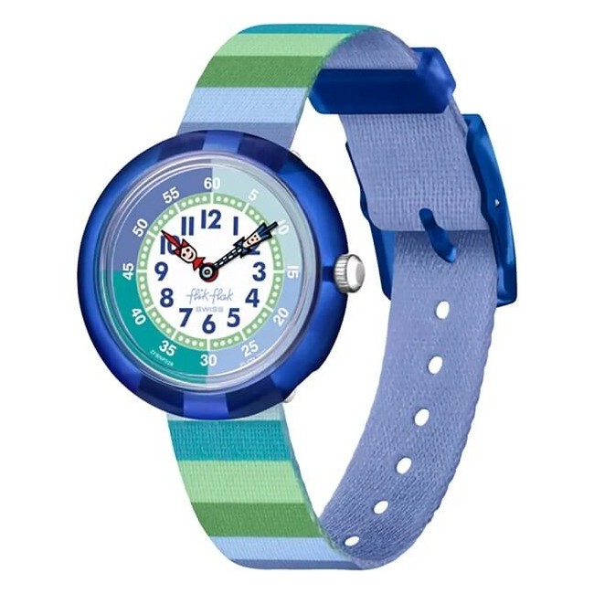 Flik Flak Stripy Green children's watch with multicolored stripes FBNP226