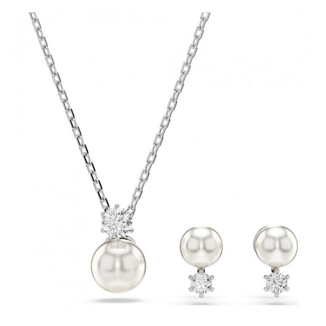 Swarovski Matrix Pearl Women's Necklace and Earrings Set - 5689624
