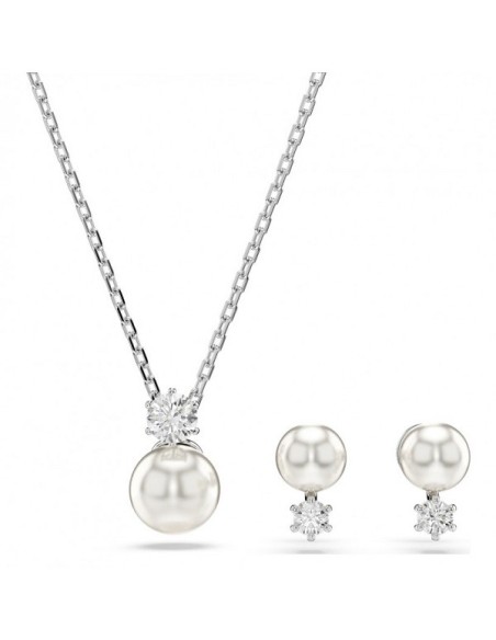 Swarovski Matrix Pearl Women's Necklace and Earrings Set - 5689624