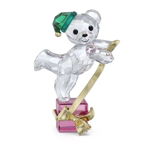 Decorazione Swarovski Orsetto Kris natalizio su pacco rosa 5682555