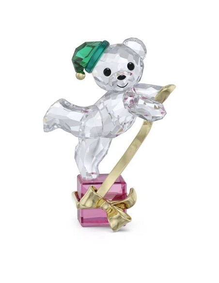 Decorazione Swarovski Orsetto Kris natalizio su pacco rosa 5682555