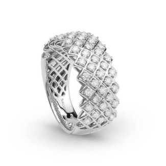 Salvini Intrecci Band Ring in White Gold and Diamonds - 20106600