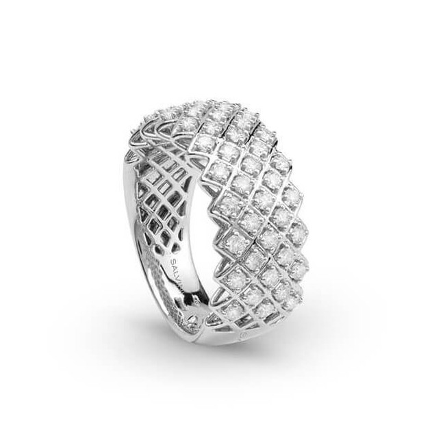 Salvini Intrecci Band Ring in White Gold and Diamonds - 20106600