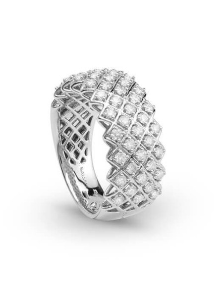 Salvini Intrecci Band Ring in White Gold and Diamonds - 20106600