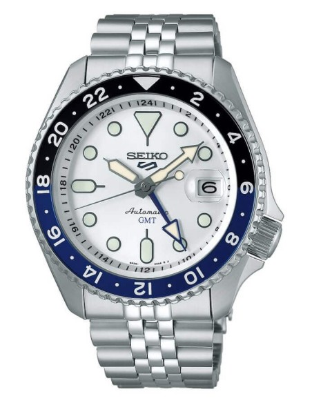 Seiko5 Sports GMT Automatikuhr in Weiß – SSK033K1