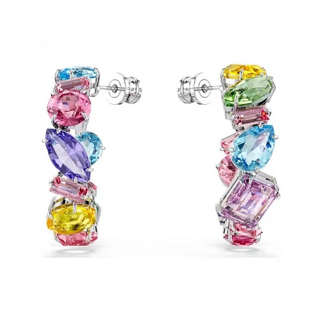 Mehrfarbige Creolen mit gemischtem Schliff von Swarovski Gema 5692412