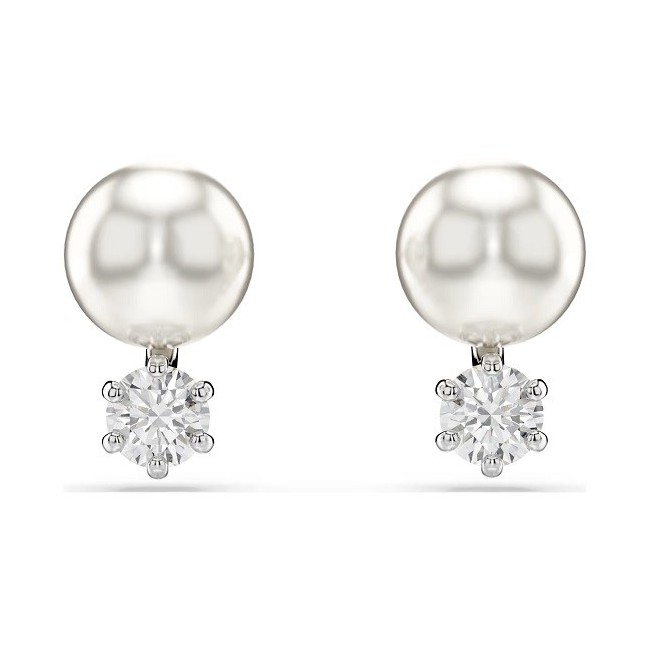 Swarovski Matrix Ohrringe mit weißen Perlen und Kristallen – 5694225