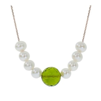 Collana Mimi Zabette oro rosa, peridoto verde e perle C24VZRPRD