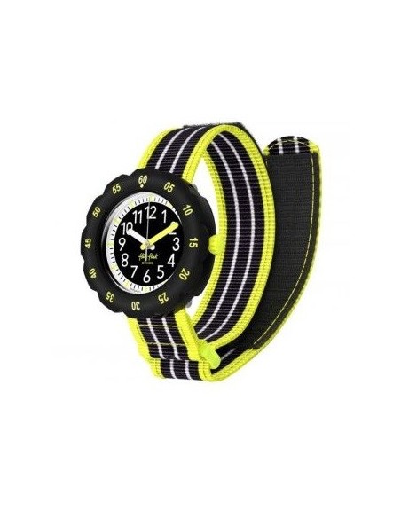 Flik Flak Loop Watch in Neon Yellow and Black - ZFPSP073