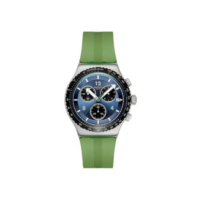 Swatch Irony Chrono Dusk Thru Leaves grüne und blaue Uhr YVS531