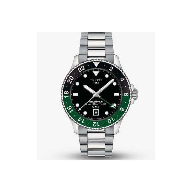 Orologio Tissot Seastar1000 Quartz GMT verde e nero T1208521105100