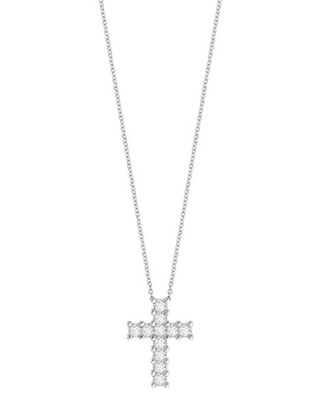 Salvini Aria line necklace in white gold and cross with diamonds - 20102765