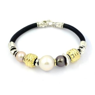 Misani Aurora bracelet with baroque pearl, Tahitian pearl, gold and silver