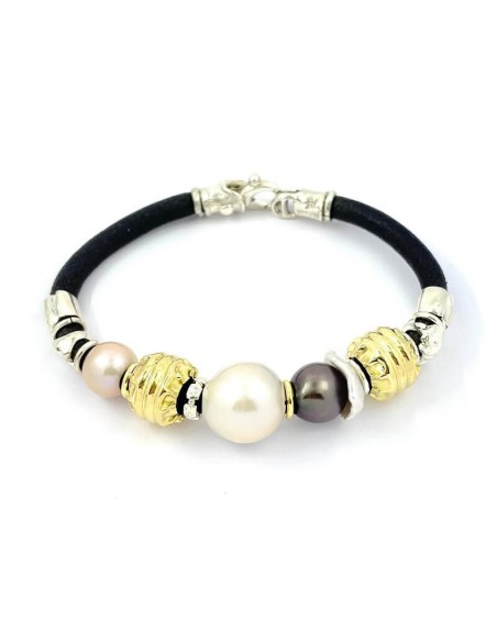 Misani Aurora bracelet with baroque pearl, Tahitian pearl, gold and silver