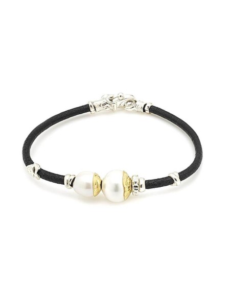 Misani Aurora bracelet with white pearls, gold and silver - B2169