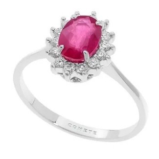 Anello Comete Oro bianco, Diamanti e Rubino - ANB2570