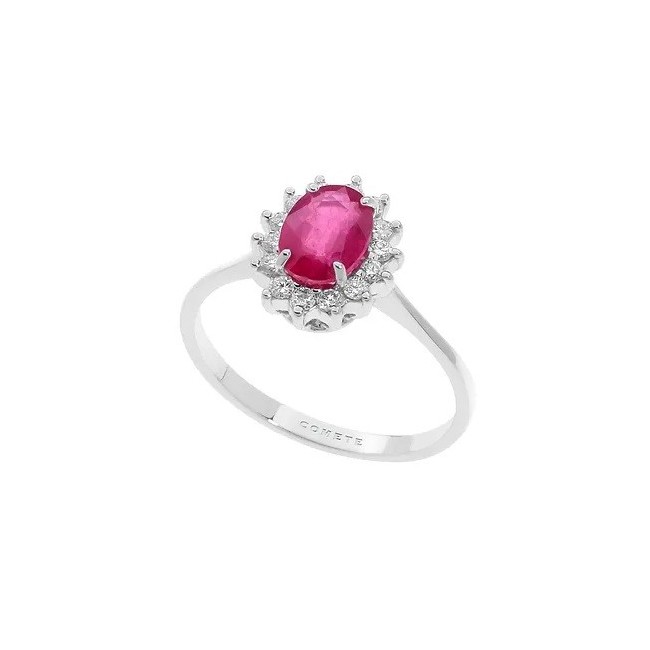 Anello Comete Oro bianco, Diamanti e Rubino - ANB2570