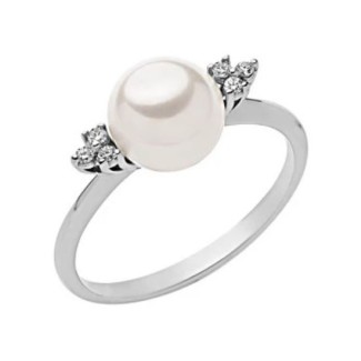Anello in oro con  Perla bianca e Diamanti Mikiko - MA0729O4FABI080