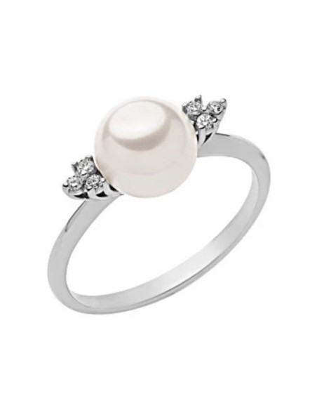 Anello in oro con  Perla bianca e Diamanti Mikiko - MA0729O4FABI080