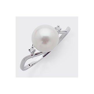 Gold Ring with White Pearl and Diamonds Mikiko - MA0747O4FABI075
