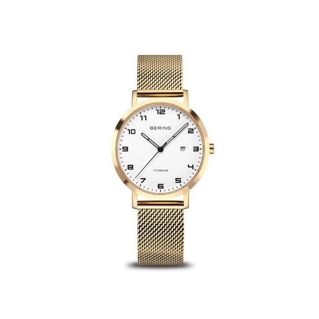 34mm Gold Titanium Women's Watch with Milanese Mesh 18634334