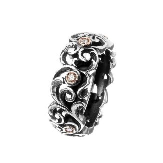 Maria Luisa medium band ring in silver, gold and diamonds AA0002/BR