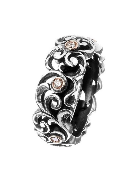 Anello Maria Luisa fascia media in argento oro e diamanti AA0002/BR