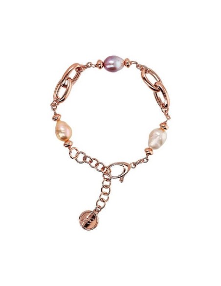 Bronzallure Armband Perlen und Rosé-Glieder - WSBZ02258.MULTI