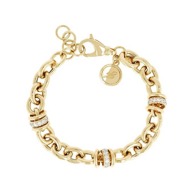 Bracciale Bronzallure rolò  dorato ed anelli con pavè - WSBZ00519Y.WY
