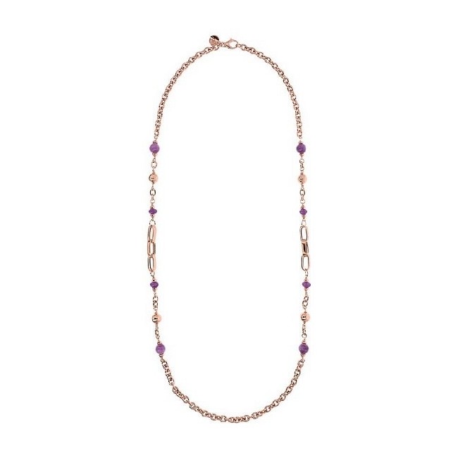 Collana Bronzallure lunga rosè e gemme quarziti viola WSBZ02136.PUQ