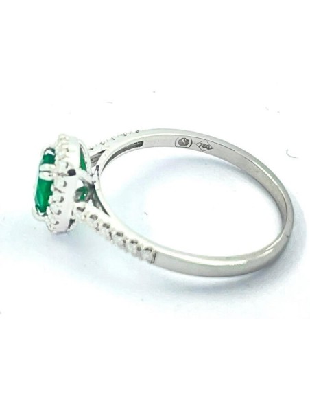 Ring with Colombian Emerald in white gold and natural diamonds