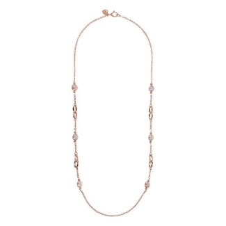 Collana lunga Bronzallure catena rolò con perle e maglie rosè