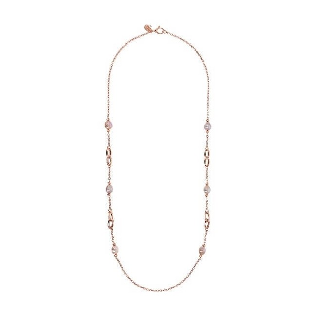 Collana lunga Bronzallure catena rolò con perle e maglie rosè