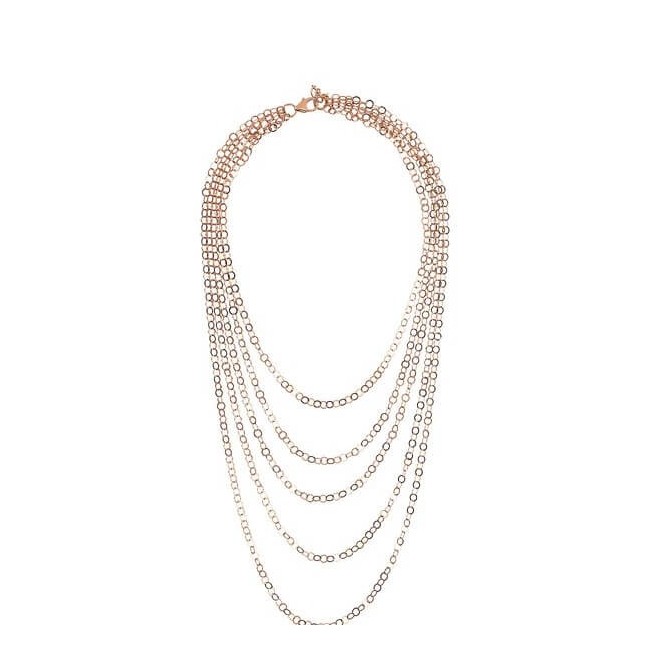 Bronzallure Mehrreihige Halskette mit abgestuftem Rolo-Anhänger in Roségold – WSBZ02354.R