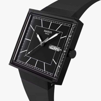 Orologio Swatch Bioceramic What if Blackagain nero quadrato SO34B701