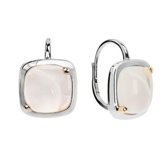 Mimì Dune earrings silver and rose gold with Rose Quartz