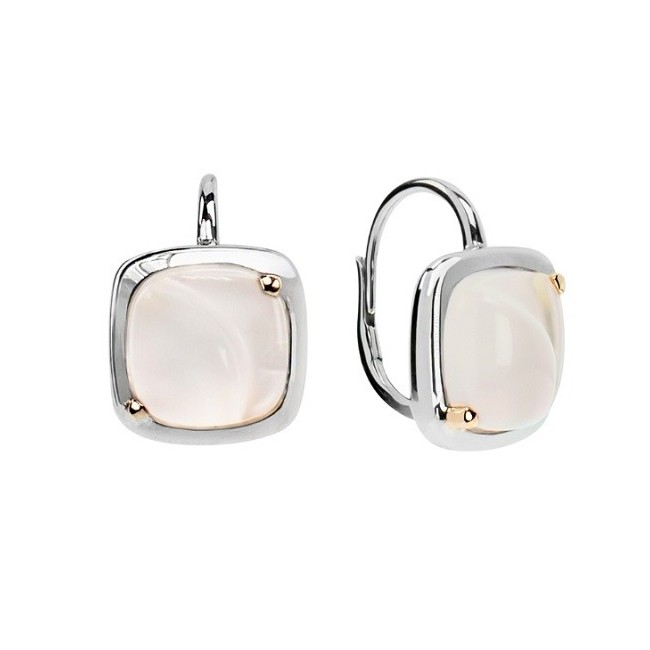 Mimì Dune earrings silver and rose gold with Rose Quartz