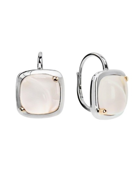 Mimì Dune earrings silver and rose gold with Rose Quartz