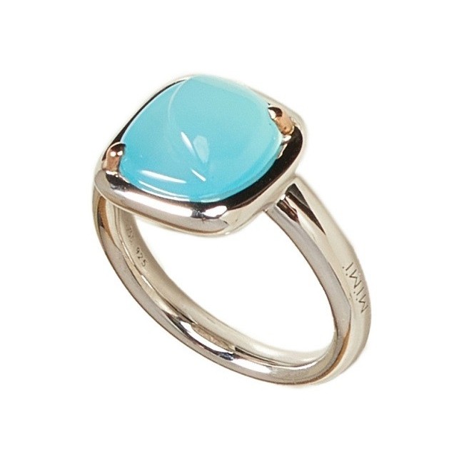 Mimi Dune Ring in Silber und Roségold mit Aquamarin-Chalcedon