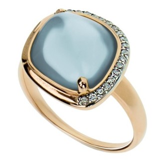 Anello Mimi Dune oro rosa, con topazio sky blu e diamanti