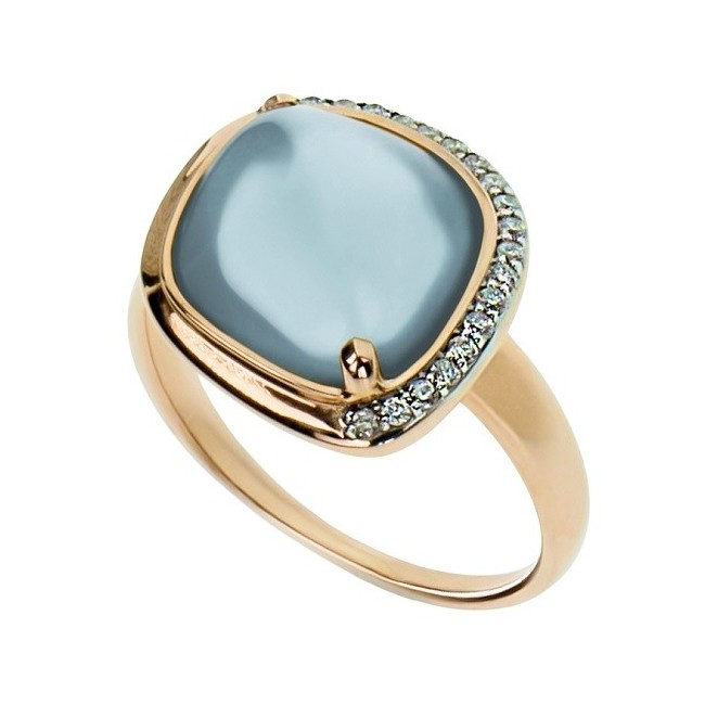 Anello Mimi Dune oro rosa, con topazio sky blu e diamanti