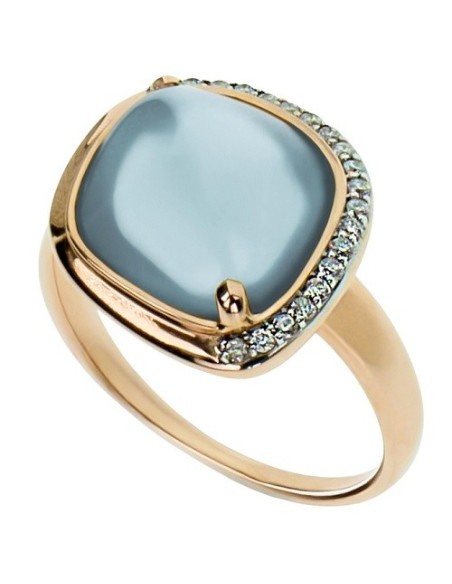 Mimi Dune rose gold ring, with sky blue topaz and diamonds